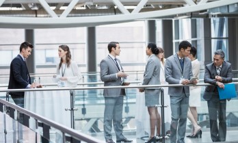 Office Employees waiting for annual meeting