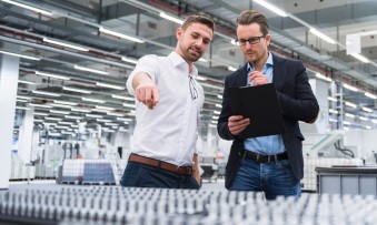 Expert showing the product to client or vendor