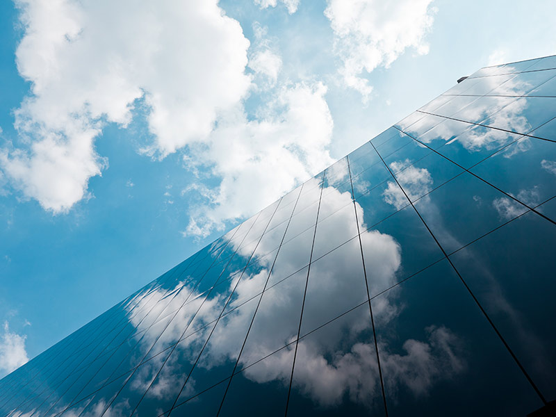 Exterior of an office building low angle view