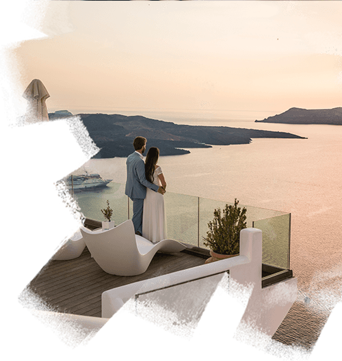 a couple looking at water from a balcony at ship